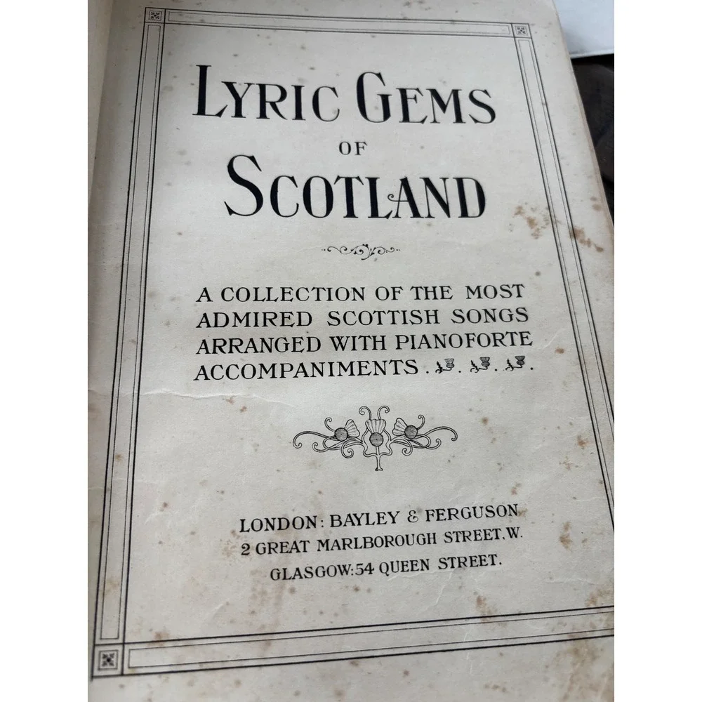 Antique Lyric Gems of Scotland Songbook Burns Songs Moffat Dance Music North